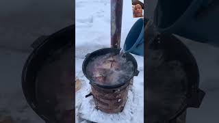 outdoorcooking cool wintersport wow bushcraft winter food bushcraftlife fishing [upl. by Vasilek631]