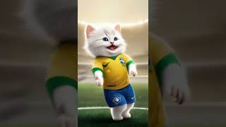 Gatitos Bailando copamundial brasil ia gato futbol pets funny cutecat [upl. by Luanni]