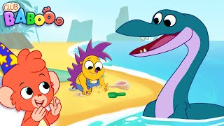 Club Baboo Elasmosaurus Playing Volleyball at the Beach  LONG 1 HOUR VIDEO  Learn Dinosaur Names [upl. by Harrietta]