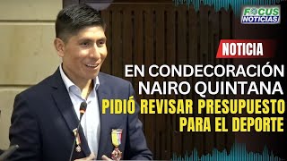 En Condecoración NAIRO QUINTANA Pidió Revisar PRESUPUESTO Para el DEPORTE en COLOMBIA FocusNoticias [upl. by Atiugal]