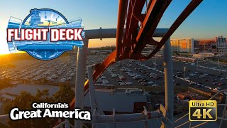 2022 Flight Deck Roller Coaster at Sunset On Ride Ultra HD 4K POV Californias Great America [upl. by Motteo]