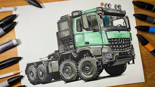 Drawing MercedesBenz AROCS 8x8 Truck [upl. by Yrrum]