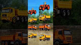 Orange amp yellow truck to  tractor  jcb  road roller amp army truck funny vfx magical video shorts [upl. by Yeldoow807]