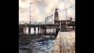 Watercolor tutorial trailer Björn Bernström quotCentral Bridge amp City Hallquot Stockholm Sweden [upl. by Primavera]