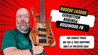 Roscoe LG3000 Standard Plus Bass Exhibition Waterfall Bubinga top Rosewood Swamp Ash body [upl. by Arihs]