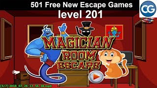 Walkthrough 501 Free New Escape Games level 201  Magician room escape  Complete Game [upl. by Moskow182]