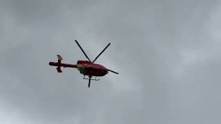 Londons Air Ambulance GEHMS departing the Royal London Hospital Whitechapel [upl. by Trebbor]