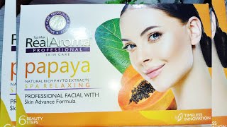 Facial Kit For PigmentationReal Aroma Papaya Facial kit Complete reviewyoutube facialkit [upl. by Anaeerb117]