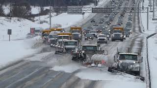 SNOW REMOVAL 2021 SNOW PLOW CONVOY Bridge view [upl. by Blanchette]