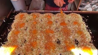 Japanese Street Food  OKONOMIYAKI in Osaka [upl. by Fuhrman]