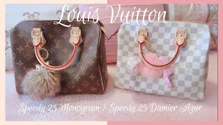 LOUIS VUITTON SPEEDY COMPARISON  Speedy 25 Monogram VS Speedy 25 Azur ☆ [upl. by Arym]