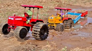 Tractor Stuck HMT 5911 Sidhu Moose wala attached 2 Trolly Pulling From Swaraj 855 FE  Heavy Driver [upl. by Lance]