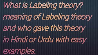 Labeling TheoryCriminology Theory meaning of Labeling Theory in Hindi or Urdu sociology [upl. by Esinyt607]