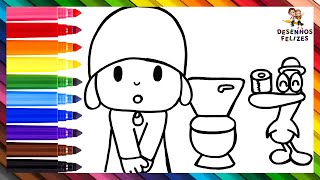 Desenhar e Colorir o Pocoyó que Precisa de Fazer Chichi 👶🚽🐘🧻 Desenhos para Crianças [upl. by Nomra]