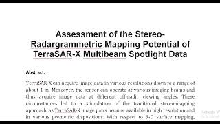 Assessment of the Stereo Radargrammetric Mapping Potential of TerraSAR X Multibeam Spotlight Data [upl. by Naryt326]