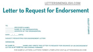 Letter to Request for Endorsement  Sample Letter Requesting Endorsement Letter [upl. by Antons]