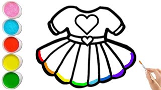 How to Draw and Paint a Cute Rainbow Dress  Flipflops  Hat  StepbyStep Tutorial for Kids [upl. by Ayanahs]