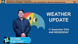 Public Weather Forecast issued at 4AM  September 11 2024  Wednesday [upl. by Wartow452]