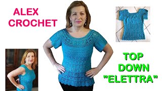 TUTORIAL MAGLIA UNCINETTO quotELETTRAquot top down facile tutte le taglie ALEX CROCHET [upl. by Ahtael]