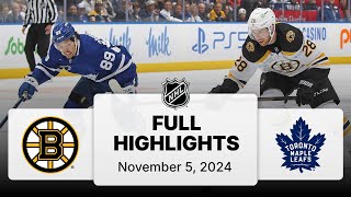 NHL Highlights  Bruins vs Maple Leafs  November 05 2024 [upl. by Mishaan741]