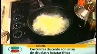 costeletas de cerdo con salsa de ciruela y batatas fritas pt2 201201193gp [upl. by Belva]