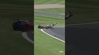 HUGE crash for Locatelli in Race 1 💥  2021 UKWorldSBK 🇬🇧 [upl. by Adnamaa]