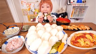 【大食い】おにぎり食べたい。深夜の独り「ディップ」おにぎりパーティー【モッパン】【MUKBANG】 [upl. by Sallee111]