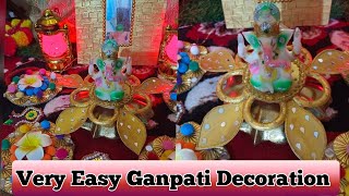 Ganpati decoration ideas for home Easy Ganpati Decoration ideasGanesh chaturthi decoration at home [upl. by Nnazus]