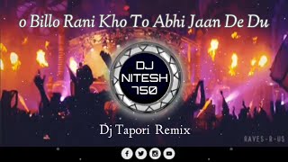 O Billo Rani 🥰 Kho To Abhi Jaan De Du  Dj Tapori Remix  Dj Nitesh 750 [upl. by Artinak]