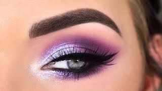 Huda Beauty Mercury Retrograde Palette  Purple Glitter Eye Makeup Tutorial [upl. by Idnew]