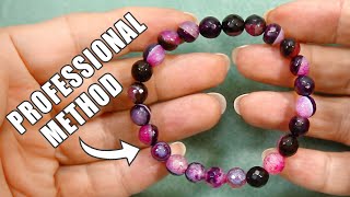 How To Make A Beaded Elastic Bracelet  No Glue Professional Method  Easy DIY jewelry tutorial [upl. by Yeltsew837]