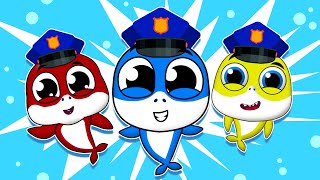 Shark Police Squad  Police Officer Sharks  Nursery Rhymes amp kids Songs [upl. by Beach798]