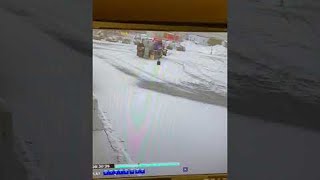 Snowplow Backs Into Light Pole  ViralHog [upl. by Haianeb]