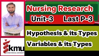 Hypothesis amp its Types Variables amp its Types Unit3 Last P3BSNPostRN [upl. by Fortunio]