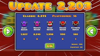 Geometry Dash 2203 Update Changes [upl. by Adnoyek]