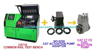 NO0256 CAT actuation pump adaptor working on CR718 common rail test bench for testing CAT C7C9 pump [upl. by Suivatco678]