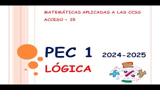 ACCESO PEC 1LÓGICA20242025Matemáticas Aplicadas a las Ciencias SocialesUNED [upl. by Ayita]