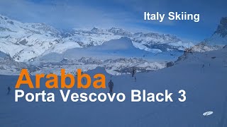 Italy Skiing Arabba Porta Vescovo black 3 [upl. by Ynaffital]