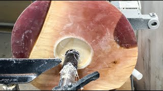 Woodturning  Elm amp Resin Slab Platter [upl. by Gapin]