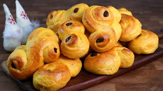 The fluffiest saffron buns I have ever eaten  Lussekatt Santa Lucia [upl. by Stratton]