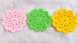 Crochet Flower Coaster Tutorial [upl. by Alderson764]