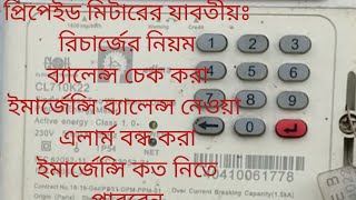 প্রিপেইড মিটার রিচার্জ পদ্ধতি  How to check balance of prepaid meter How to get emergency blance [upl. by Sessylu]