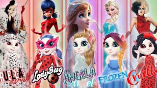 My talking Angela 2  Cruella devil Vs Frozen Vs Angel Vs Ladybug Vs Cruella  New Update → [upl. by Ecnadnac563]