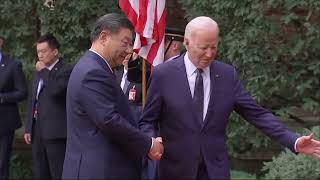 President Joe Biden greets Chinas President Xi Jinping in San Francisco [upl. by Vi]