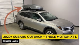 2020 Subaru Outback Factory Crossbars  Thule Motion XT Large 16CF Roof Top Cargo Box [upl. by Idnod309]