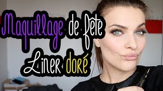 Maquillage de fête  je tente le liner doré [upl. by Dnivra950]