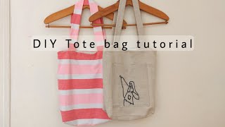 DIY Aesthetic tote bag tutorial hand sew  easy  A e s L i f e [upl. by Rehpotsyrk]