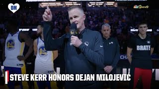 Steve Kerr honors Dejan Milojević in pregame speech  NBA on ESPN [upl. by Idalla732]