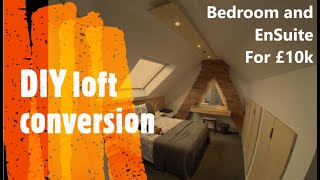 £10k DIY loft conversion  bedroom and ensuite tour [upl. by Paza353]