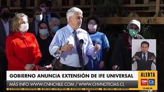 Presidente Piñera anuncia extensión del IFE y creación de nuevo Ingreso Laboral de Emergencia [upl. by Enirehtacyram913]